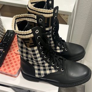 Fendi combat boots size 7.5 box included